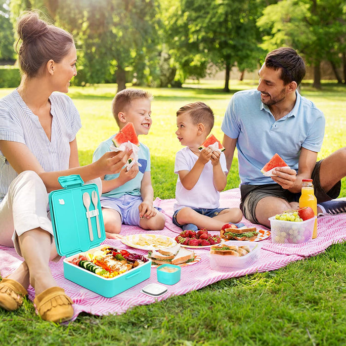 Bento Box, Bento Lunch Box for Kids and Adults 45Oz with Spoon and Fork, Leakproof Lunch Containers with 4 Compartments, Bpa-Free and Food-Safe Materials