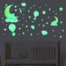 Glow in the Dark Elephant Wall Decals Stickers, Pink Moon Nursery Decor for Kids, Hot Air Balloon Star Crib Luminous Toddler Girls Home Decorations Bedroom Art