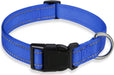 Reflective Dog Collar with Buckle Adjustable Safety Nylon Collars for Small Medium Large Dogs, Black S