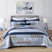 Quilt Queen Size 100% Cotton Queen Size Quilts Blue Beige White Bedspreads Plaid Quilts Lightweight Soft Breathable Bedding Sets for All Season, 3 Piece