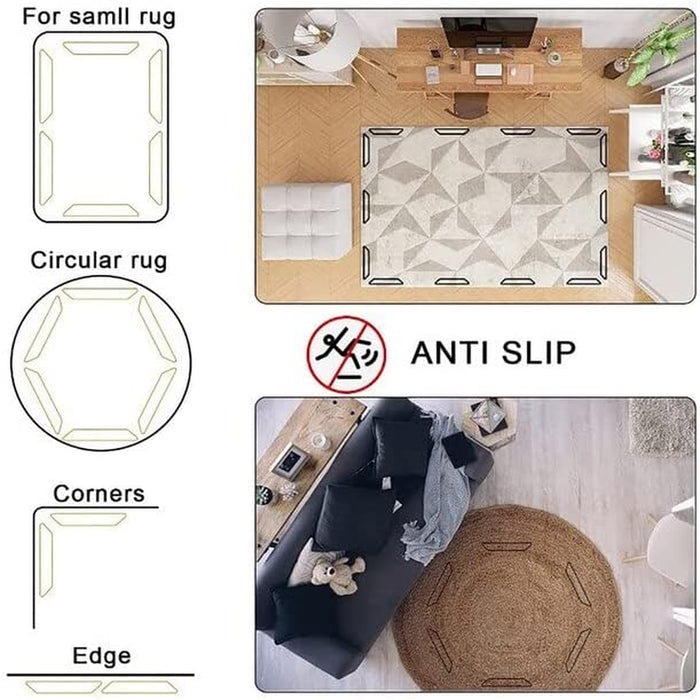 Rug Gripper, 8 Pcs Anti-Slip Rug Gripper, Double Sided Non-Slip Rug Pads, Adhesive anti Skid Grip Pad for Hardwood Floors, Home and Kitchen, Bathroom, Carpet Corner, and Floor Mates.