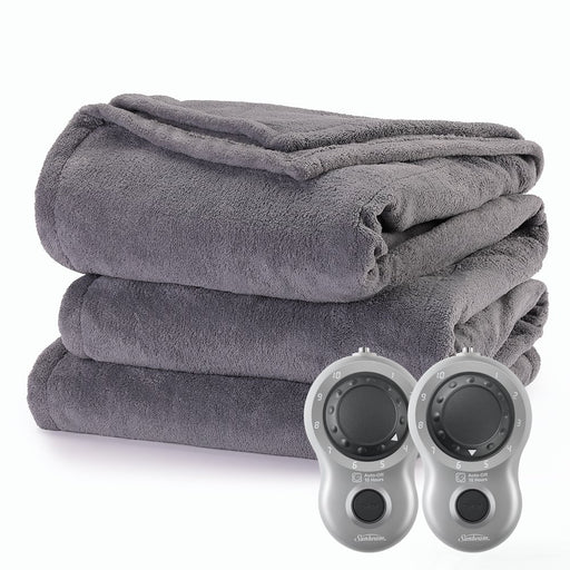 Sunbeam Heated Electric Blanket, Bedding, Queen, Microplush, Ultimate Grey