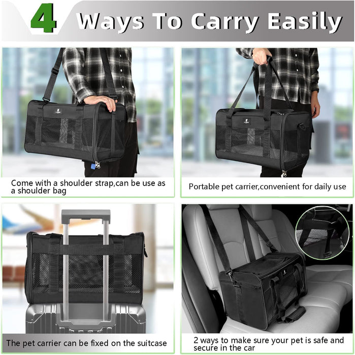 Cat Carrier Pet Carrier Portable Kitten Carrier for Small Medium Cats under 25 Lbs,Cat Carrying Case with Removable Fleece Pad,Airline Approved Soft Sided Pet Travel Carrier