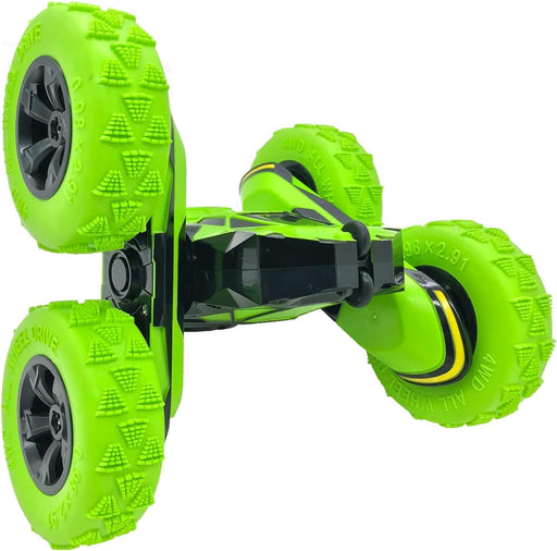 RC Stunt Cars Remote Control Car Double-Sided Driving 360-Degree Flips Rotating Car Toy, Green