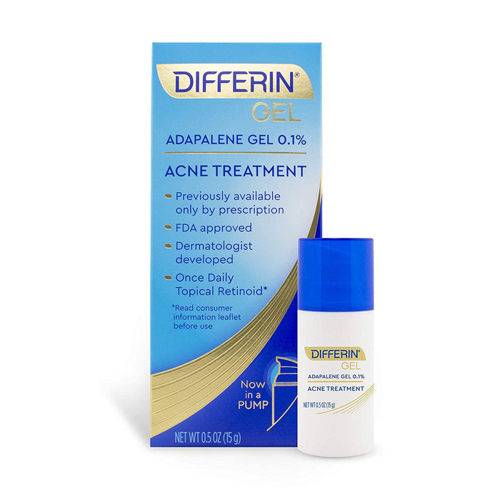 Acne Treatment Differin Gel, 30 Day Supply, Retinoid Treatment for Face with 0.1% Adapalene, Gentle Skin Care for Acne Prone Sensitive Skin, 15G Tube (Packaging May V