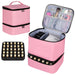 Nail Polish Organizer and Nail Dryer Case, Double-Layer Nail Polish Storage Holds 30 Bottles (15Ml/0.5 Fl.Oz) and 1 Led Nail Lamp, Travel Carrying Case for Nail Polish Kit Set (Pink)