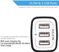 Wall Charger,Charging Blocks,Usb Charger Adapter,3.1A/3Pack Muti Port Fast Charge Station Power Charge Base Plug,Black