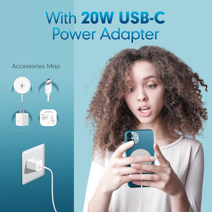 Magnetic Wireless Charger, Magnet Charging Pad Compatible with Iphone 13/13 Pro/13 Pro Max/12/12 Mini/12 Pro/12 Pro Max - Mag-Safe Charger for Airpods 3/2/Pro with USB-C 20W PD Adapter
