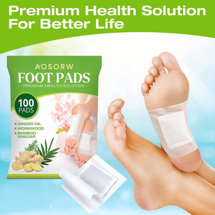 100 Pack Foot Pads, Ginger Oil Bamboo Charcoal Foot Pads, Foot Care Patch, Effective Feet Health Patches, Better Sleep Quality and Foot Pain Relief
