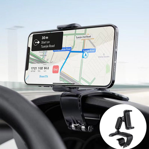 Car Phone Holder Mount 360 Degree Rotation Dashboard Cell Phone Holder for Car Clip Mount Stand Suitable for 4 to 7 Inch Smartphones (Black)