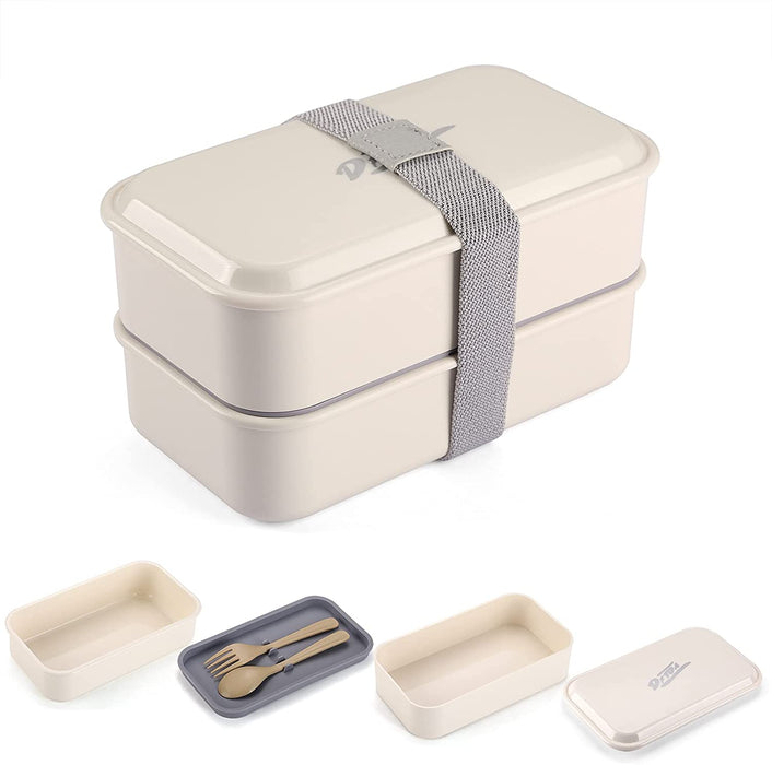 Bento Lunch Box for Adults & Kids,Leakproof Bento Box Containers,2-In-1Compartment with Spoon and Fork,Bpa-Free,40 OZ Capacity