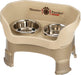 Neater Feeder Deluxe with Leg Extensions for Small Dogs - Mess Proof Pet Feeder with Stainless Steel Food & Water Bowls - Drip Proof, Non-Tip, and Non-Slip - Gunmetal Grey
