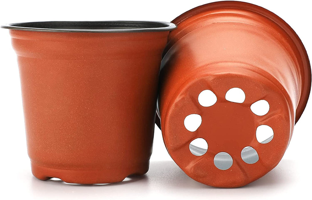 100 Pcs 4" Plastic Plants Nursery Pot/Pots Seedlings Flower Plant Container Seed Starting Pots