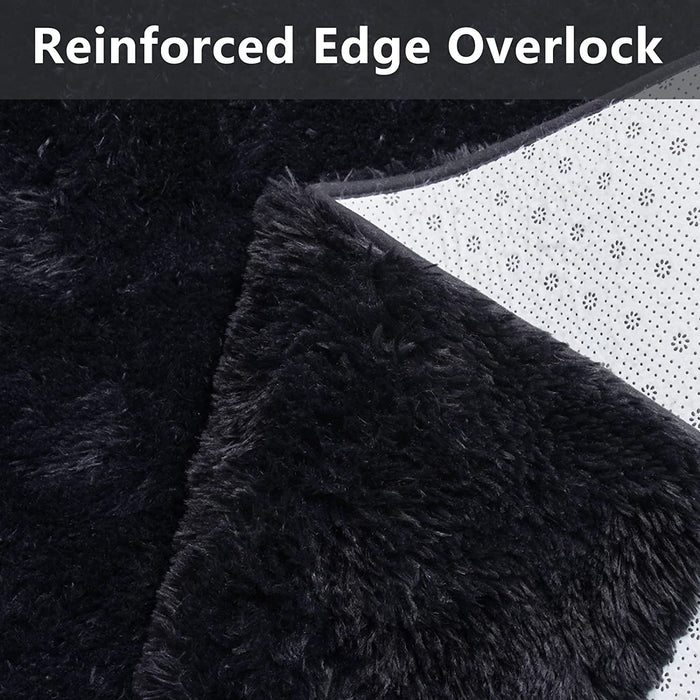 Soft Shaggy Area Rugs for Bedroom, 4X6 Feet, Fluffy Indoor Modern Plush Carpets for Living Room Kids Room Nursery Home Decor, Upgrade Anti-Skid Rectangular Fuzzy Rug, Black