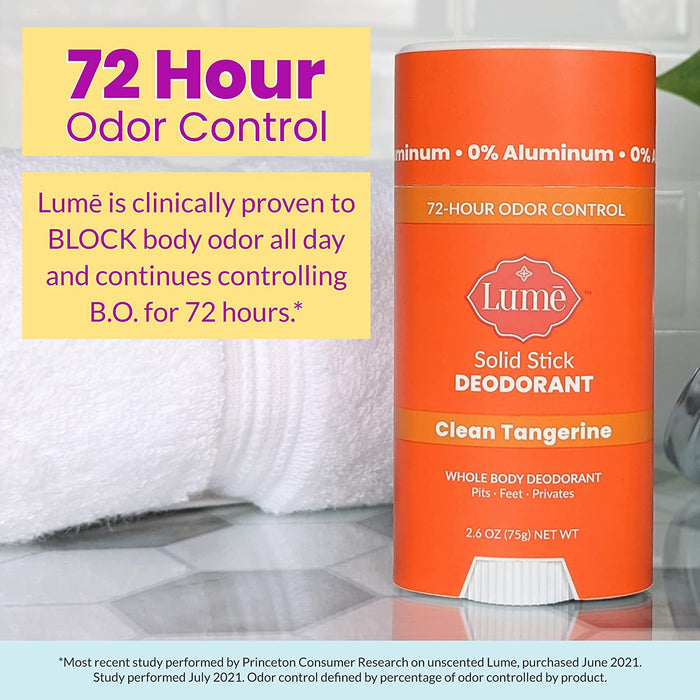 Solid Deodorant Stick - Whole Body Deodorant - Aluminum-Free, Baking Soda-Free, Hypoallergenic, Safe for Sensitive Skin - 2.6 Ounce Solid Stick (Clean Tangerine)