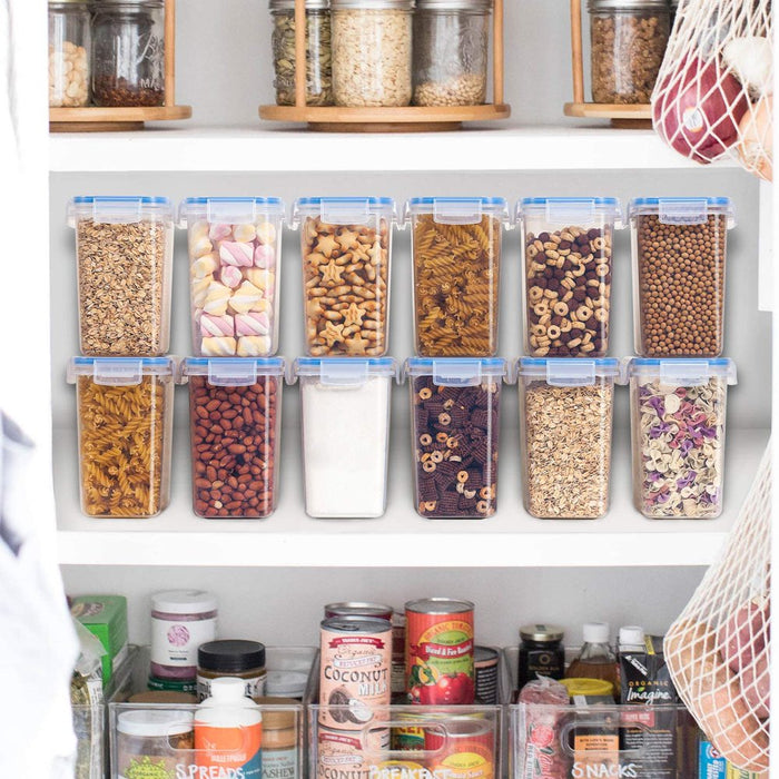 Vtopmart Airtight Food Storage Containers 12 Pieces 1.5Qt / 1.6L- Plastic PBA Free Kitchen Pantry Storage Containers for Sugar, Flour and Baking Supplies - Dishwasher Safe - Include 24 Labels, Blue