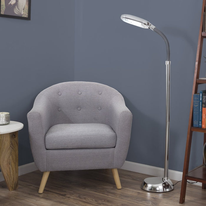 Adjustable Full Spectrum Sunlight Floor Lamp with Bendable Neck in Chrome Color