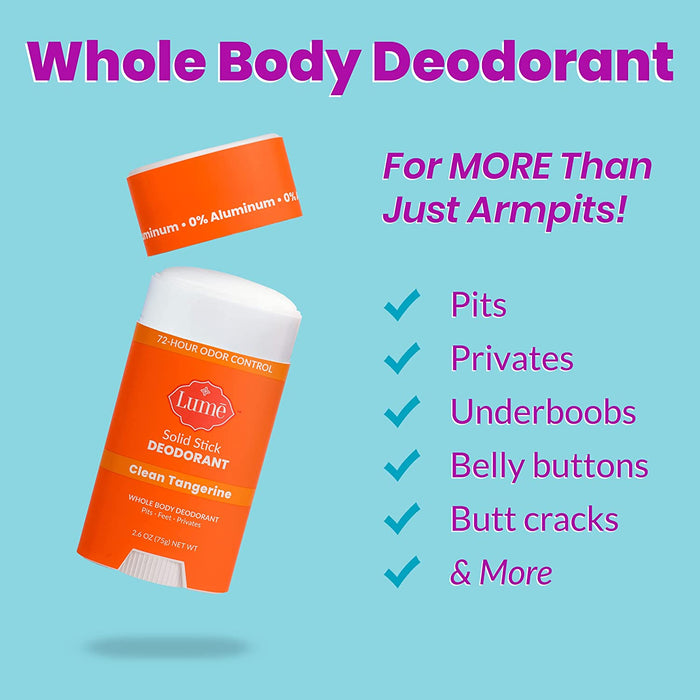 Solid Deodorant Stick - Whole Body Deodorant - Aluminum-Free, Baking Soda-Free, Hypoallergenic, Safe for Sensitive Skin - 2.6 Ounce Solid Stick (Clean Tangerine)
