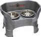 Neater Feeder Deluxe with Leg Extensions for Small Dogs - Mess Proof Pet Feeder with Stainless Steel Food & Water Bowls - Drip Proof, Non-Tip, and Non-Slip - Gunmetal Grey