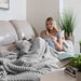 Cut Plush Fleece Throw Blanket - Super Soft Lightweight Fuzzy Luxury Bed Blanket for Sofa Couch Bed, Queen (90" X 90") Silver
