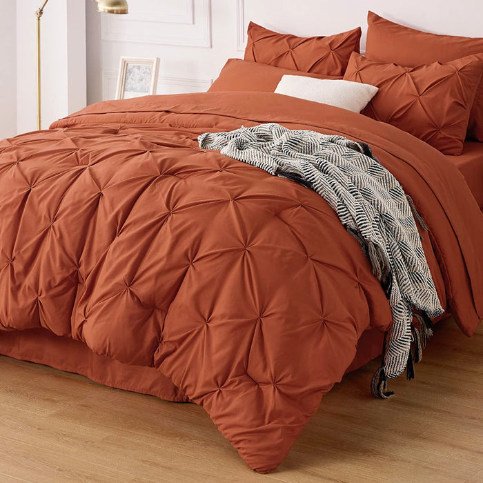 Bedsure Full Size Comforter Sets - Bedding Sets Full 7 Pieces, Bed in a Bag Burnt Orange Bed Sets with Comforters, Sheets, Pillowcases & Shams,Adult & Kids Bedding