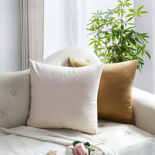 Throw Pillow Covers 18X18 Set of 4 Decorative Pillow Covers Soft Velvet Pillow Covers Couch Pillows for Living Room Sofa Car Home Decor (Brown/Beige)