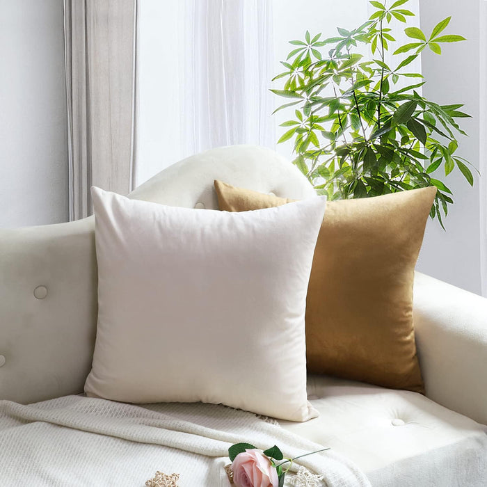 Throw Pillow Covers 18X18 Set of 4 Decorative Pillow Covers Soft Velvet Pillow Covers Couch Pillows for Living Room Sofa Car Home Decor (Brown/Beige)