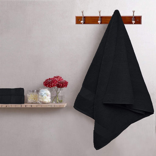 Ultra Soft 8-Piece Towel Set - 100% Pure Ringspun Cotton, Contains 2 Oversized Bath Towels 27X54, 2 Hand Towels 16X28, 4 Wash Cloths 13X13 - Ideal for Everyday Use, Hotel & Spa - Black