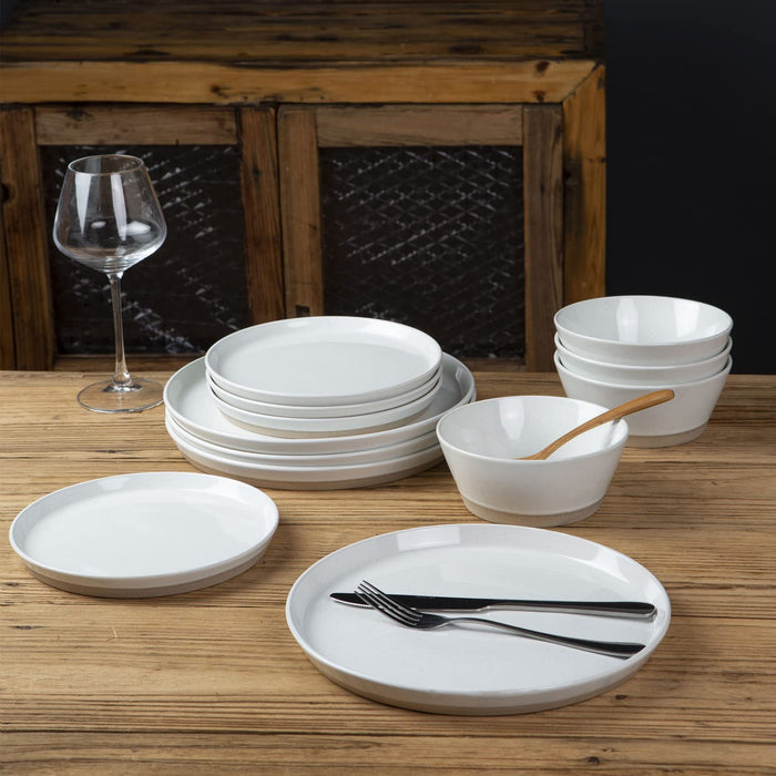 Saturn Dinnerware Sets, 12 Piece Dish Set, Plates and Bowls Sets for 4, White