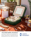 Plush Velvet Travel Jewelry Organizer Box | Travel Jewelry Case Small Jewelry Boxes for Women | Jewelry Travel Organizer, Jewelry Travel Case for Women | Earring Organizer with Mirror - Emerald Velvet