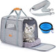 Dog Carrier  Cat Carrier Pet Travel Carrier Bag Airline Approved Folding Fabric Pet Carrier for Small Dogs Puppies Medium Cats, W/Locking Safety Zippers, Foldable Bowl