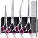 Professional 4CR Stainless Steel Safety round Tip 6 in 1 Dog Scissors for Grooming, Heavy Duty Titanium Coated Pet Grooming Scissor for Dogs, Cats and Other Animals
