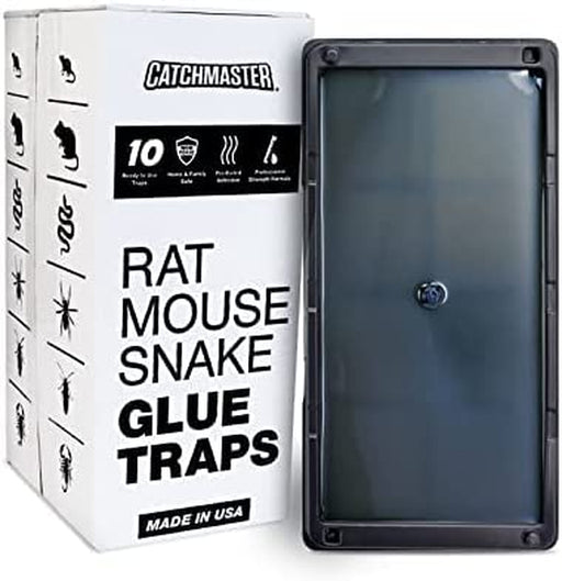 Baited Glue Traps by  - 10 Pre-Baited Trays, Ready to Use Indoors. Rat Mouse Snake Exterminator Plastic Sticky Adhesive Easy No-Mess Simple Non-Toxic Disposable - Made in the USA