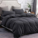 Jersey Knit Duvet Cover Set 100% T-Shirt Cotton Super Soft Comfy 3Pc Bedding Set with Zipper Closure (Heather Charcoal Grey, King)
