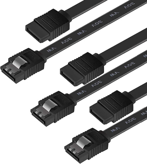 SATA Cable III, 3 Pack SATA Cable III 6Gbps Straight HDD SDD Data Cable with Locking Latch 18 Inch Compatible for SATA HDD, SSD, CD Driver, CD Writer - Black