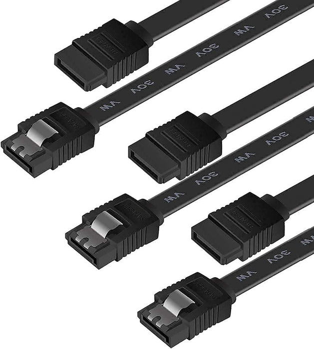 SATA Cable III, 3 Pack SATA Cable III 6Gbps Straight HDD SDD Data Cable with Locking Latch 18 Inch Compatible for SATA HDD, SSD, CD Driver, CD Writer - Black