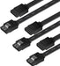 SATA Cable III, 3 Pack SATA Cable III 6Gbps Straight HDD SDD Data Cable with Locking Latch 18 Inch Compatible for SATA HDD, SSD, CD Driver, CD Writer - Black