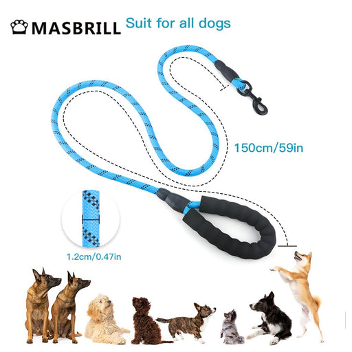 Dog Leash for Medium and Large Dogs with Comfortable Padded Handle Strong Leash with Highly Reflective Threads 5Ft-Blue
