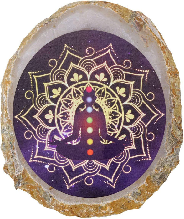 Natural Chakra Agate Display Yoga Meditation Prints Healing Crystal Gemstone Decorative Agate Stone Slice Ornament for Home Office Decor #1