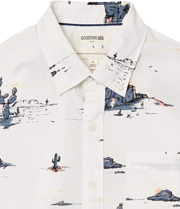 Men'S Standard-Fit Short-Sleeve Printed Poplin Shirt
