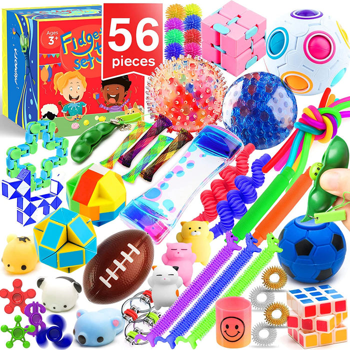 PP  Sensory Toys Set 56 Pack, Stress Relief Fidget Hand Toys for Adults and Kids, Sensory Fidget and Squeeze Widget for Relaxing Therapy - Perfect for ADHD Add Anxiety Autism