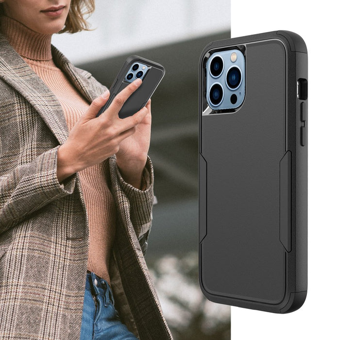for Iphone 13 Pro Max/13 Pro/13/13 Mini Phone Case with Belt Clip Stand Shockproof Protective Case Hybrid Armor Cover, Black