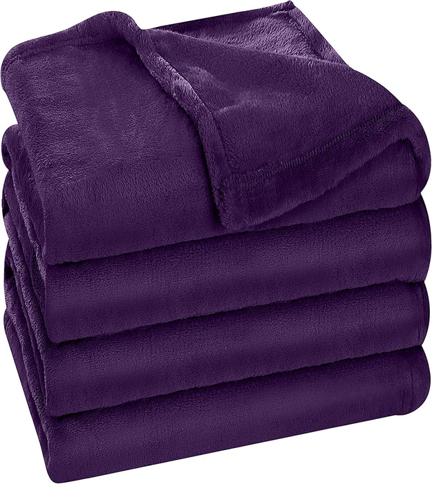 Fleece Blanket Queen Size Purple 300GSM Luxury Bed Blanket Anti-Static Fuzzy Soft Blanket Microfiber (90X90 Inches)