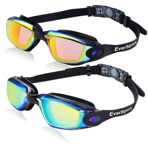 2Pack Swimming Goggles for Adult Comfortable Daily Swim Glasses with Mirrored Anti-Fog Lens No Leak Water