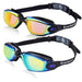 2Pack Swimming Goggles for Adult Comfortable Daily Swim Glasses with Mirrored Anti-Fog Lens No Leak Water
