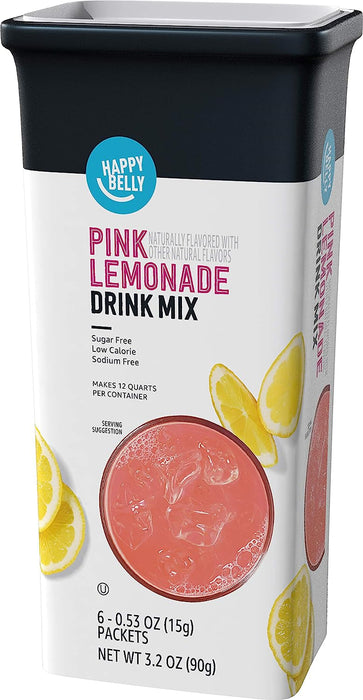 Amazon Brand -  Drink Mix Singles, Pink Lemonade6 Count(Pack of 1) (Previously Solimo)