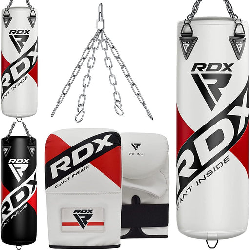 RDX Punch Bag for Boxing, 4Ft 5Ft Unfilled Heavy Bag anti Swing Set, White
