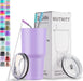30 Oz Tumbler with Lids and Straws,18/8 Stainless Steel Vacuum Insulated Coffee Tumbler,Insulated Travel Mug Water Cup with Leak-Proof Straw Lid & Flip Lid,3 Metal Straws,1 Cleaning Brush & Gift Box