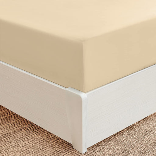 Queen Fitted Sheet - Deep Pocket Cooling Sheets up to 16 Inch - Hotel Luxury Bedding - Softest Sheets - Wrinkle, Fade, Stain Resistant - 1 Single Queen Fitted Sheet Only (Queen, Beige)