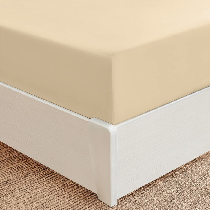 Queen Fitted Sheet - Deep Pocket Cooling Sheets up to 16 Inch - Hotel Luxury Bedding - Softest Sheets - Wrinkle, Fade, Stain Resistant - 1 Single Queen Fitted Sheet Only (Queen, Beige)